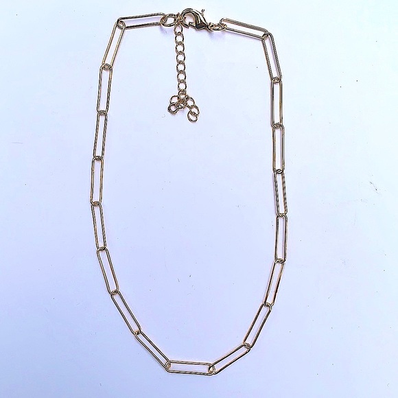 Gold Paper Clip Link Necklace - Picture 3 of 4